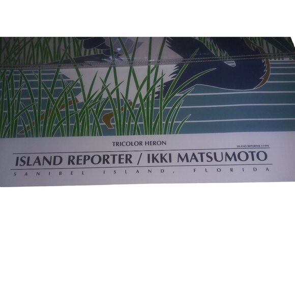 IKKI MATSUMOTO TRICOLOR HERON 1999 ISLAND REPORTER SANIBEL FL Art Poster - Picture 2 of 16